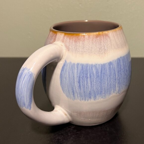 MY CAFE Handcrafted Barrel-Shaped Jumbo Drip Glaze Mug in Blue, Gray & White - Picture 5 of 16